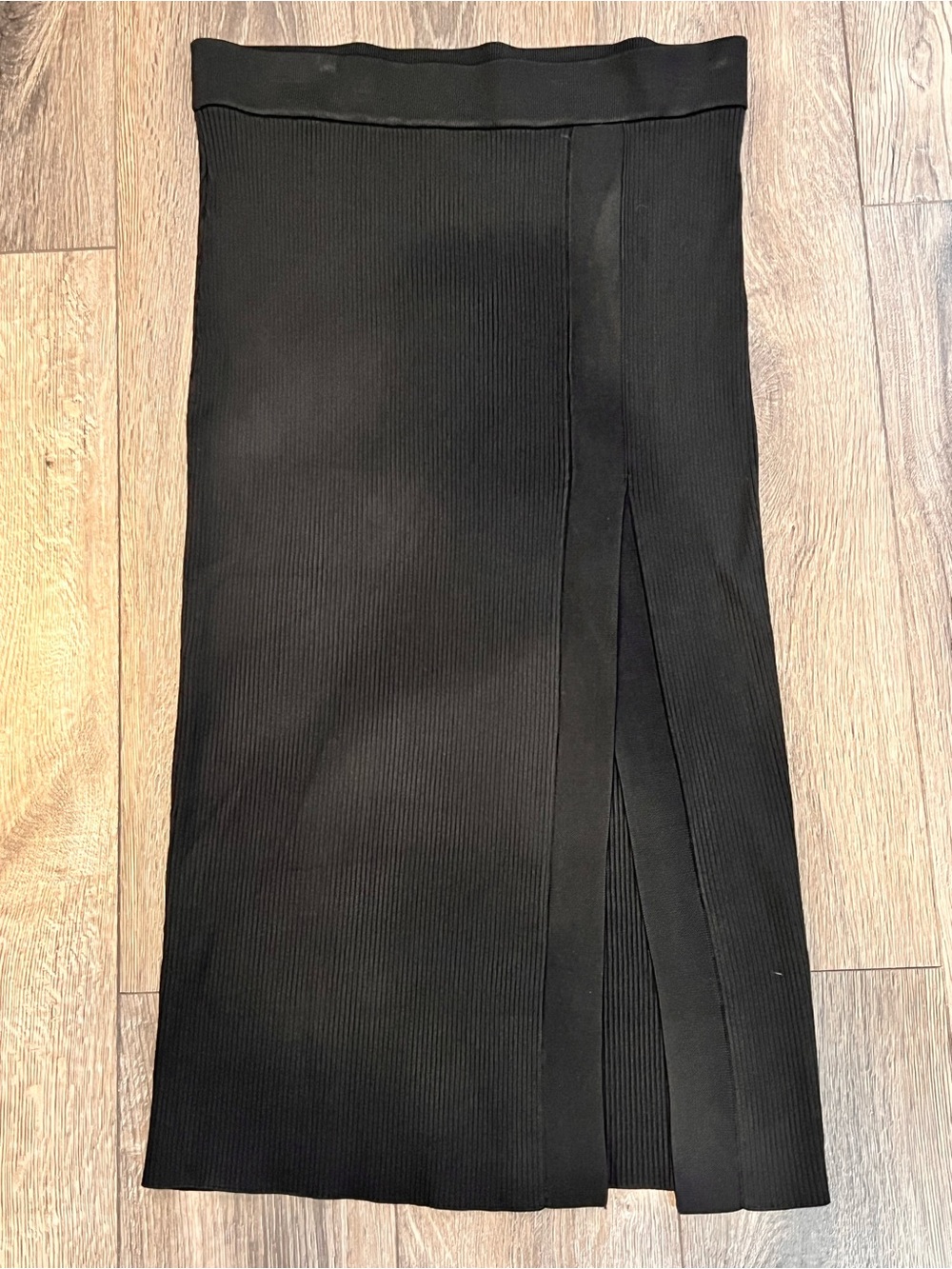 Good American Madi Pencil Skirt Black Ribbed Knit Side Slit Plus Size 5/6 2XL